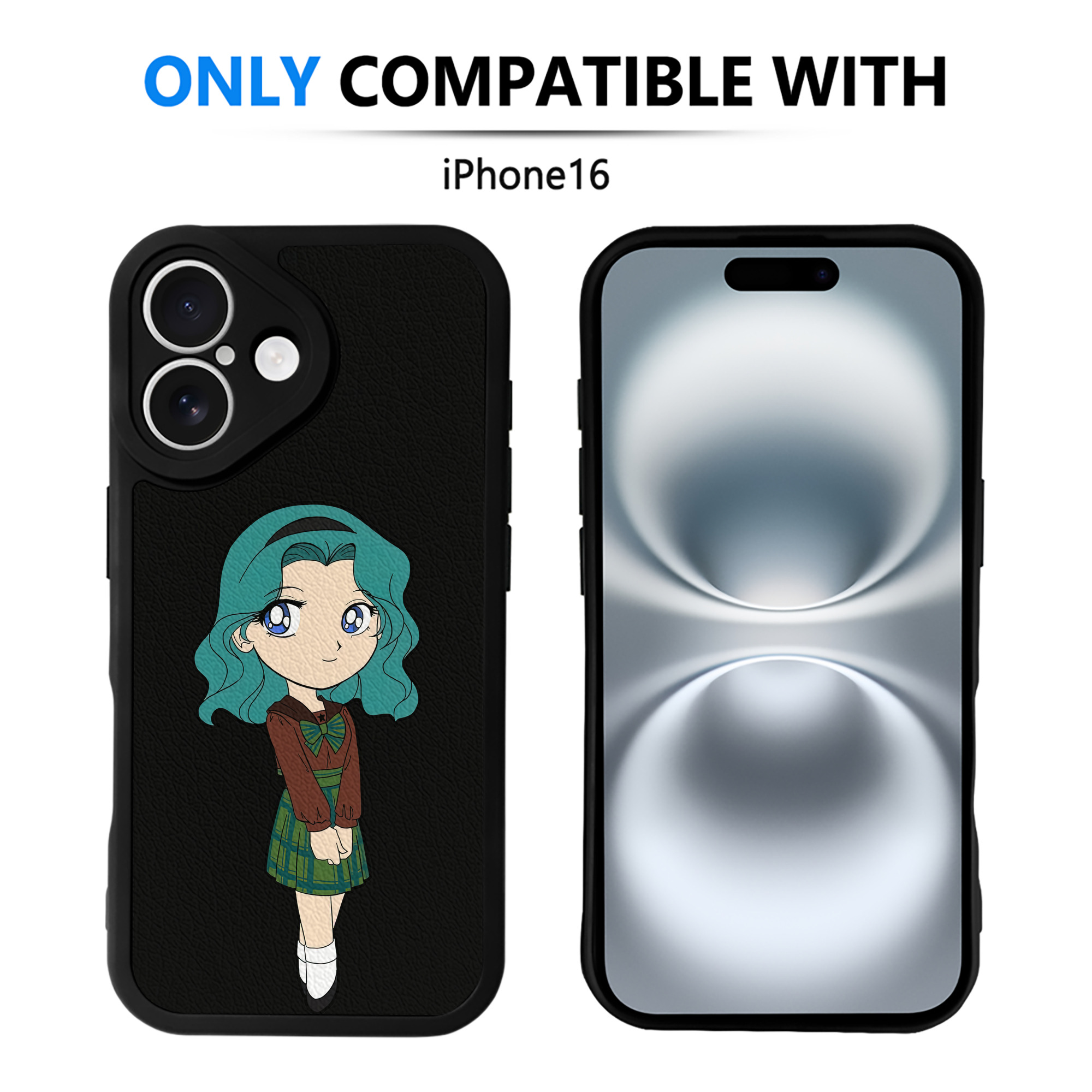 （画像用） 美少女戦士セーラームーン 海王 みちる（かいおう みちる） Sailor Moon Kaiou Michiru 【iPhone 16シリーズ対応】シリコンスマホケース（レザー調） 材質：シリコン